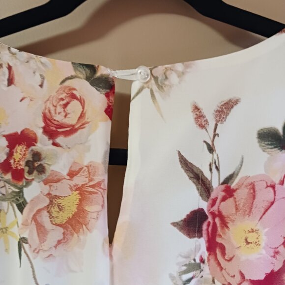 ROMANTIC High Low Peach Flowers Sleeveless Lined Dress Sz XS - Picture 6 of 6